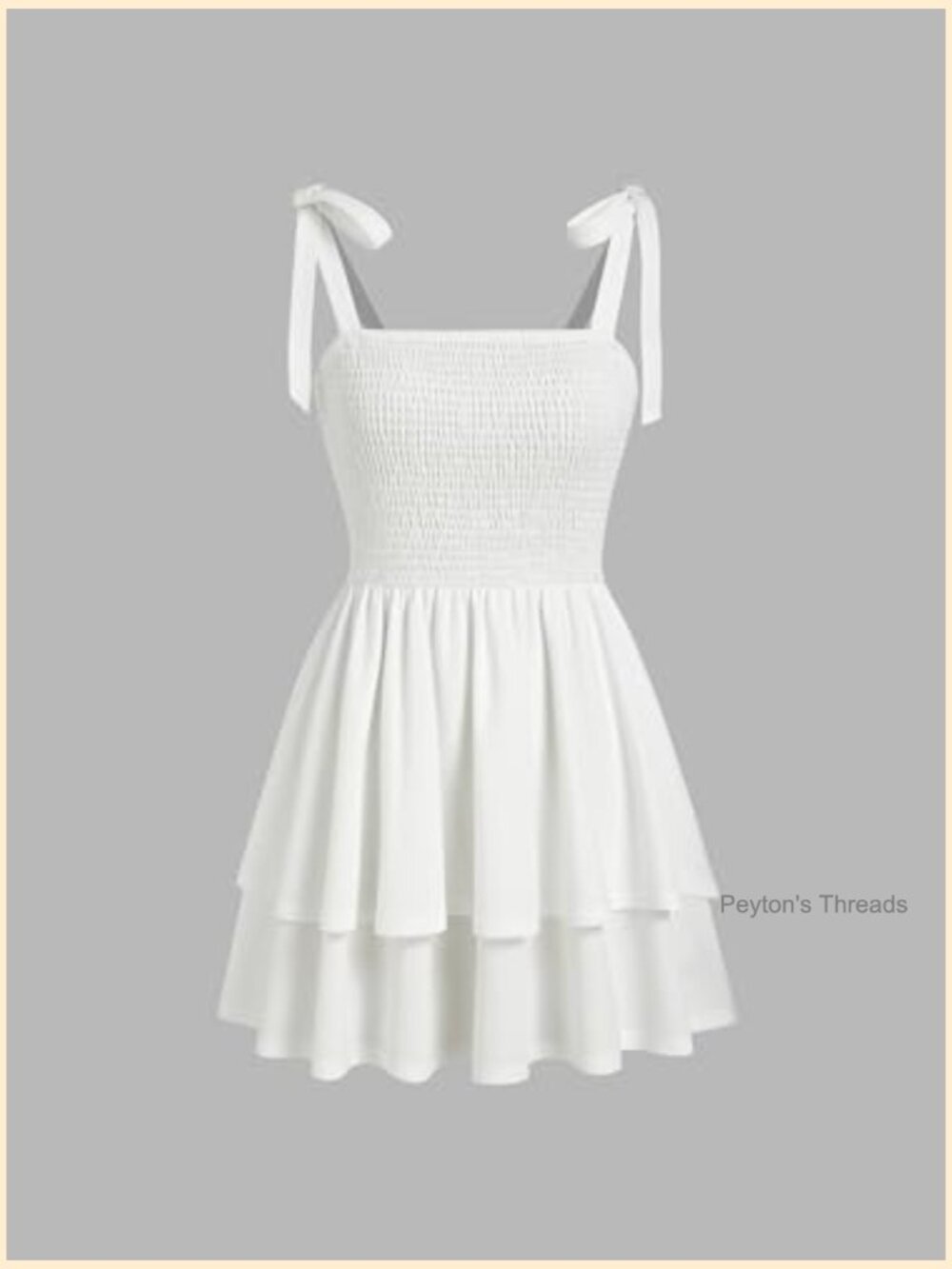 Sleeveless Smocked Tiered Mini Sundress with Tie Straps Square Neck - Picture 4 of 7